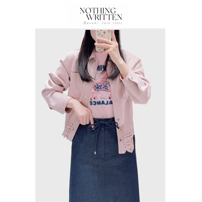 【现货】Nothing Written Narchi镂空蕾丝短外套翻领显瘦夹克上衣