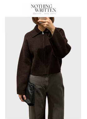 【现货】Nothing Written Narchi短款翻领拉链针织衫夹克外套春季