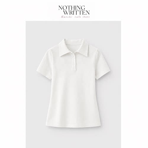【现货】Nothing Written Narchi压线百搭小立领POLO衫短袖上衣女