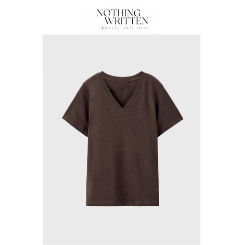 【现货】Nothing Written Narchi女装标准版型棉质V领短袖T恤春季