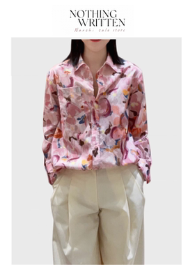 【现货】Nothing Written Narchi艺术晕染印花衬衫女复古宽松衬衣