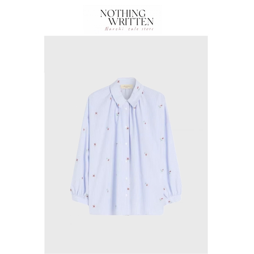 【现货】Nothing Written Narchi碎花刺绣衬衫翻领灯笼袖衬衣上衣