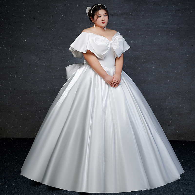 Fat MM large -size high -grade satin wedding French bride 2024 new one -shoulder main gauze 200 catties plus fertilizer increase Fat MM large -size high -grade satin wedding French bride 2024 new one -shoulder main gauze 200 catties plus fertilizer increase