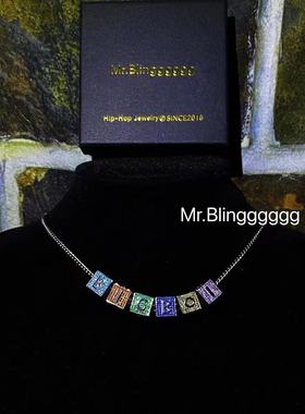Mr.Bling四面满钻26字母骰子吊坠