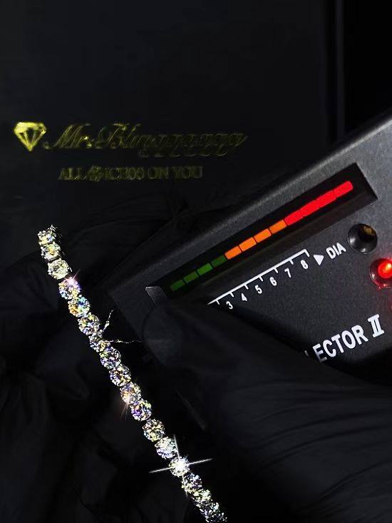 thumbnail for Mr.Blingggggg European and American Hip Hop Jewelry Custom 50 Points D Color VVS1 Moissanite Pen Tennis Bracelet