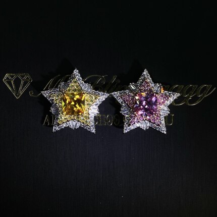 Mr.Blingggggg欧美嘻哈珠宝 满钻混合镶嵌情侣款彩色五角星吊坠