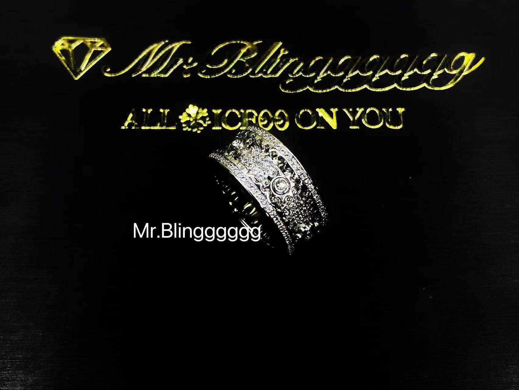 Mr.Blingggggg欧美嘻哈珠宝 精钢不掉色满钻指环可旋转齿轮戒指