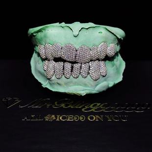 Mr.Blingggggg欧美嘻哈珠宝 定制S925银满钻上8下8钻石牙套grillz