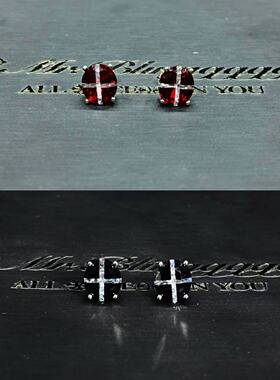 Mr.Bling纯银黑白双色大钻耳钉