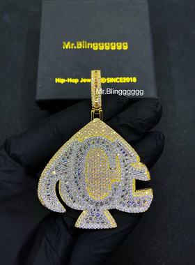 Mr.Bling满钻混镶ACE黑桃吊坠