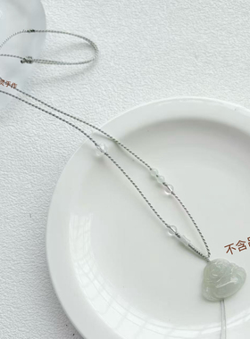 高档项链绳锁骨链原创手工编织白水晶翡翠金锁佛公平安金吊坠挂绳