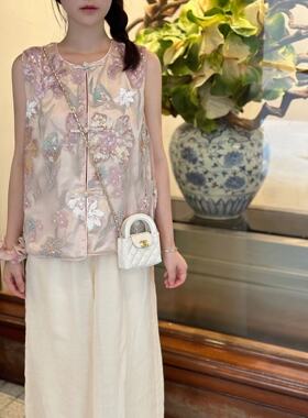 Fleur国风系列 富贵迷人眼香水百合珠片刺绣马甲