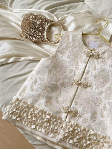 Fleur国风系列 金粉雏菊花甜美富贵新中式马甲