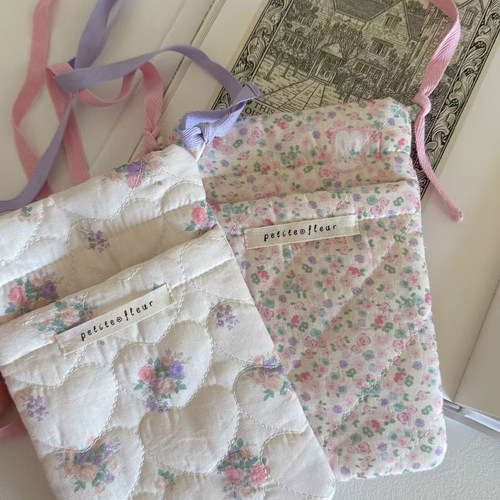 Petite Fleur原创设计 插画小花少女心手机袋斜挎包