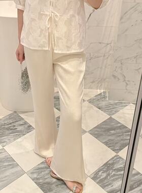 Fleur国风系列 牛奶丝纹显比例丝滑皮肤裤微喇叭裤