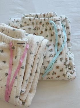 Petite Fleur原创设计 珊瑚绒绒少女心家居裤女保暖秋冬可外穿