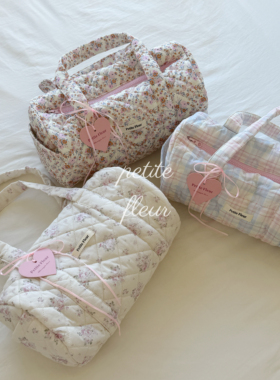 Petite Fleur原创设计 油画碎花棉布ins风复古大容量手提单肩包