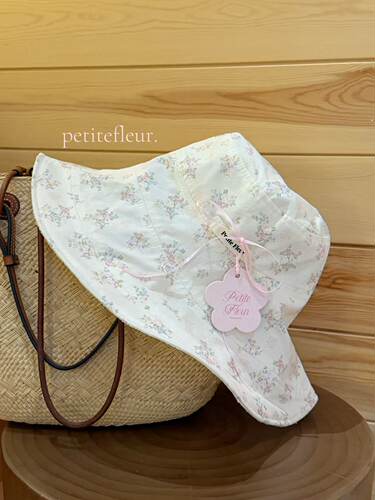 Petite Fleur原创独家 莫兰迪小草花正反两用大檐渔夫遮阳帽