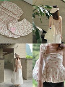 Petite 花花抹胸上衣 复古法式 Fleur原创设计 春夏限定