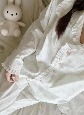 Petite Fleur原创设计 秋日奶油系木耳边洛丽塔花园家居服睡衣套