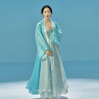 粉墨千秋 原创宽袖亮丝开衫古典舞蹈纱衣新中式开衫