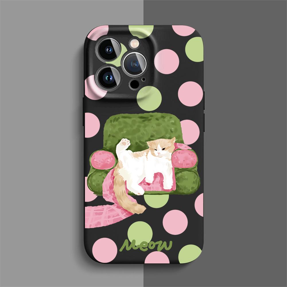 油画居家猫咪适用苹果17ProMax手机壳iPhone16plus小米15Pro硅胶OPPORENO14趣味荣耀300华为NOVA12防摔保护套