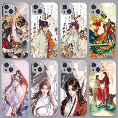 水墨动漫画天官赐福玻璃手机壳花城谢怜适配苹果15华为荣耀100小米14VIVOiqoo12一加ACE3红米k70eOPPORENO11