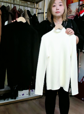 极简风半高领羊毛水貂针织衫女长袖百搭显瘦打底衫内搭上衣