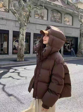 短款羽绒服女冬连帽宽松加厚连帽羽绒服帽子可拆卸外套