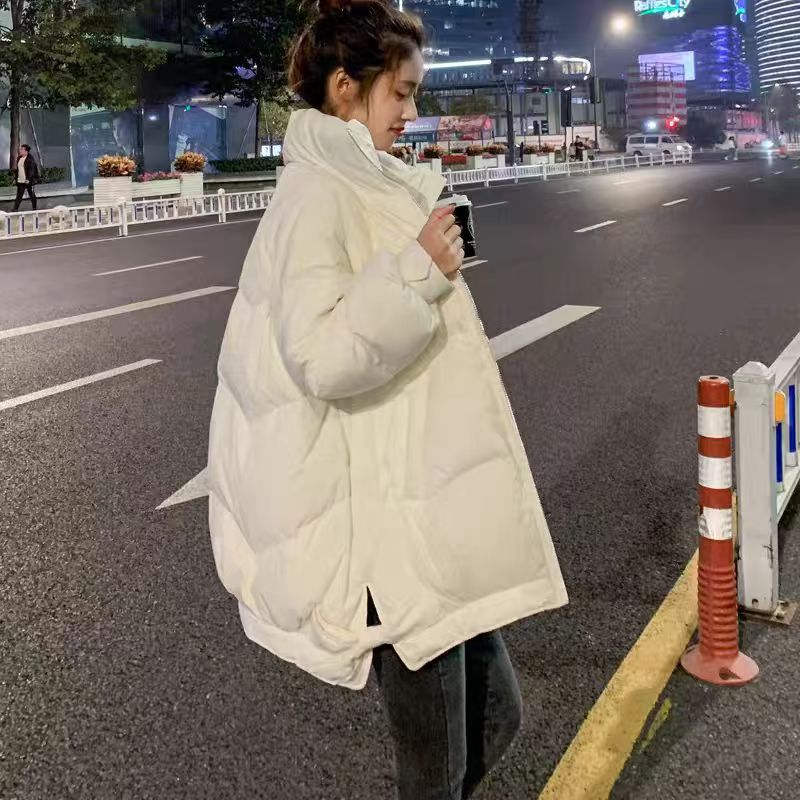 2025年新款立领棉衣外套女休闲百搭潮牌宽松大码加厚复古棉服