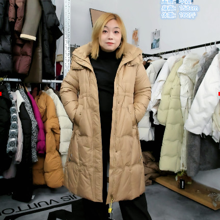 连帽中长款羽绒服女过膝收腰显瘦保暖外套冬季新款