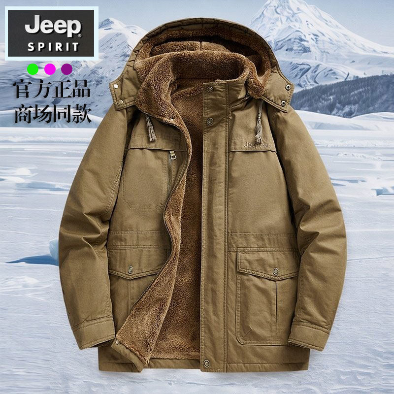 吉普正品商场同款加绒厚立领外套