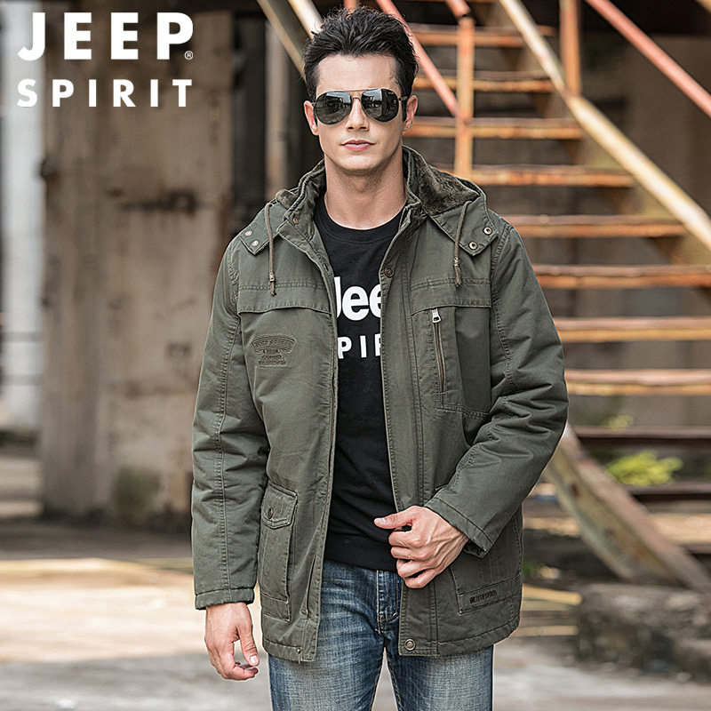 吉普正品商场同款冬加绒内胆棉衣