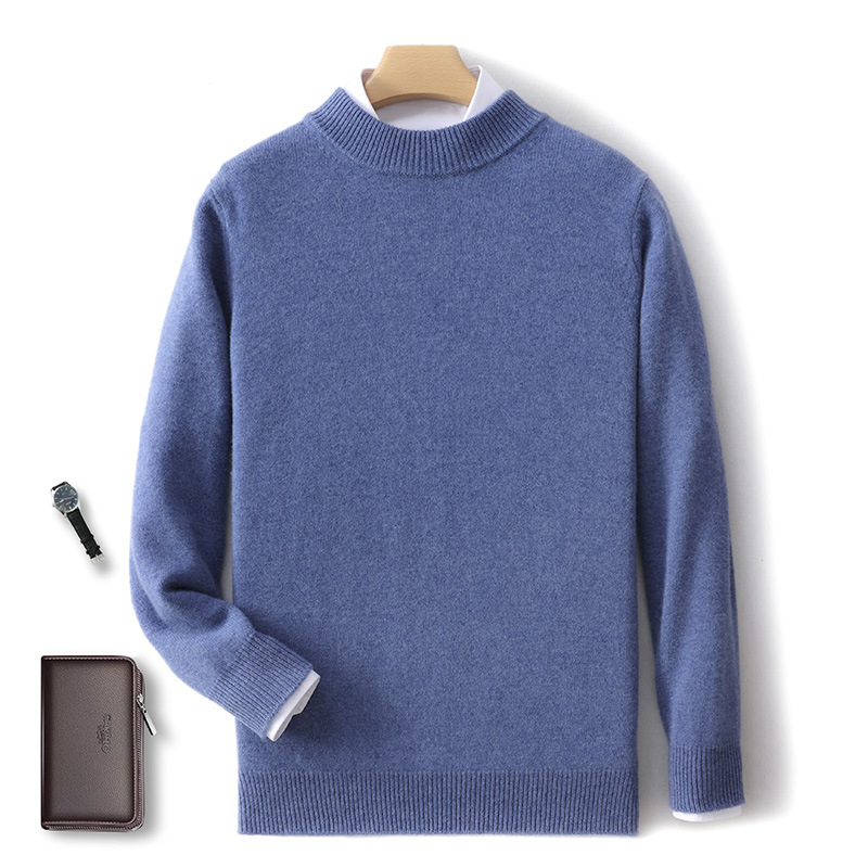羊毛衫男100纯羊毛新款半高领秋