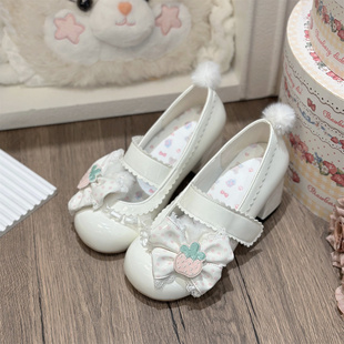 草莓绒兔 原创设计Lolita低跟圆头草莓甜心可爱女鞋