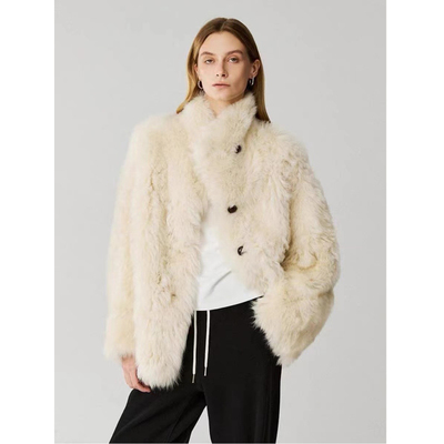 BTRS M西班牙进口微卷托斯卡纳羊毛皮毛一体2025新款爆款皮草外套