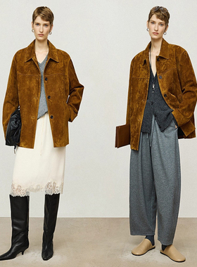 BTRS M丨埃塞俄比亚进口反绒面極简分割线廓形麂皮绒外套2026新款