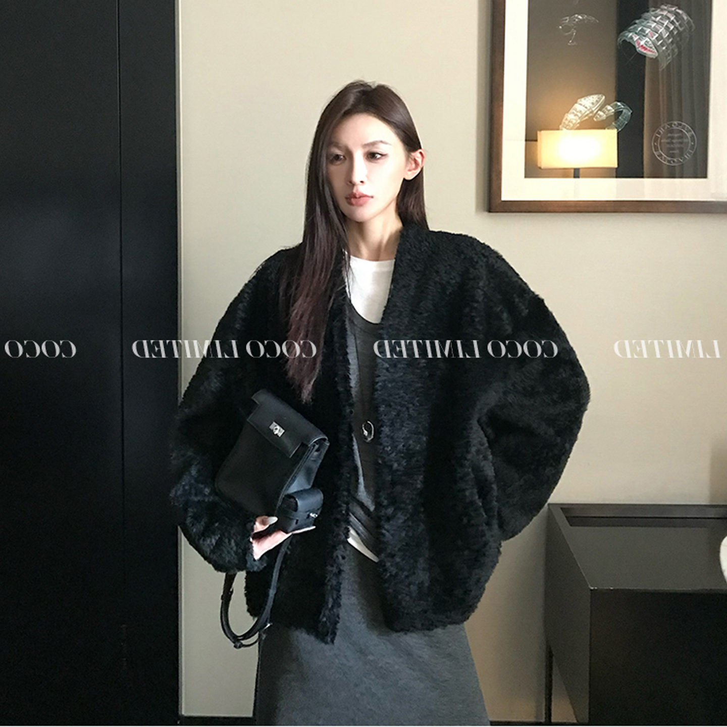 BTRS M进口LACON拉贡羊毛皮毛一体外套廓形高端皮草女款2025新款