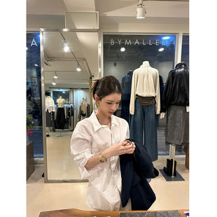 BTRS M丨韩国进口100%棉松弛廓形多种穿法白色衬衫女款2026新款