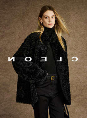 进口拉贡两面穿微卷皮毛一体外套女2025新款高端黑色羊毛皮草大衣