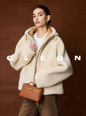 BTRS M丨连帽保暖皮毛一体女外套小个子年轻款宽松休闲羊羔毛皮草