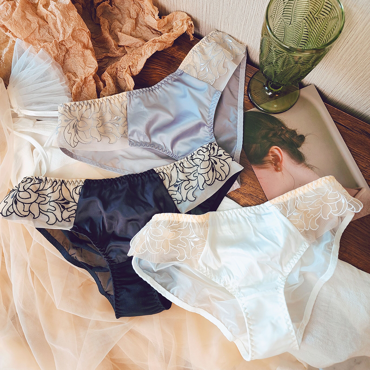 SL内裤轻奢重工刺绣蕾丝内裤女