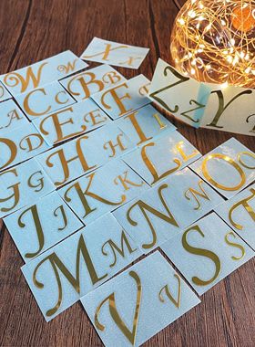 英文字母金属贴 工厂直销水晶滴胶金属贴 ABCDEF英文金属贴