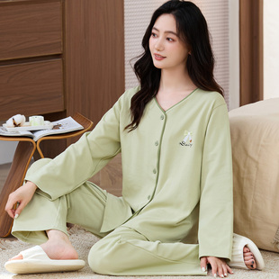 春秋季长袖睡衣套装女夏冬天莫代尔冰丝开衫家居服韩版宽松可外穿