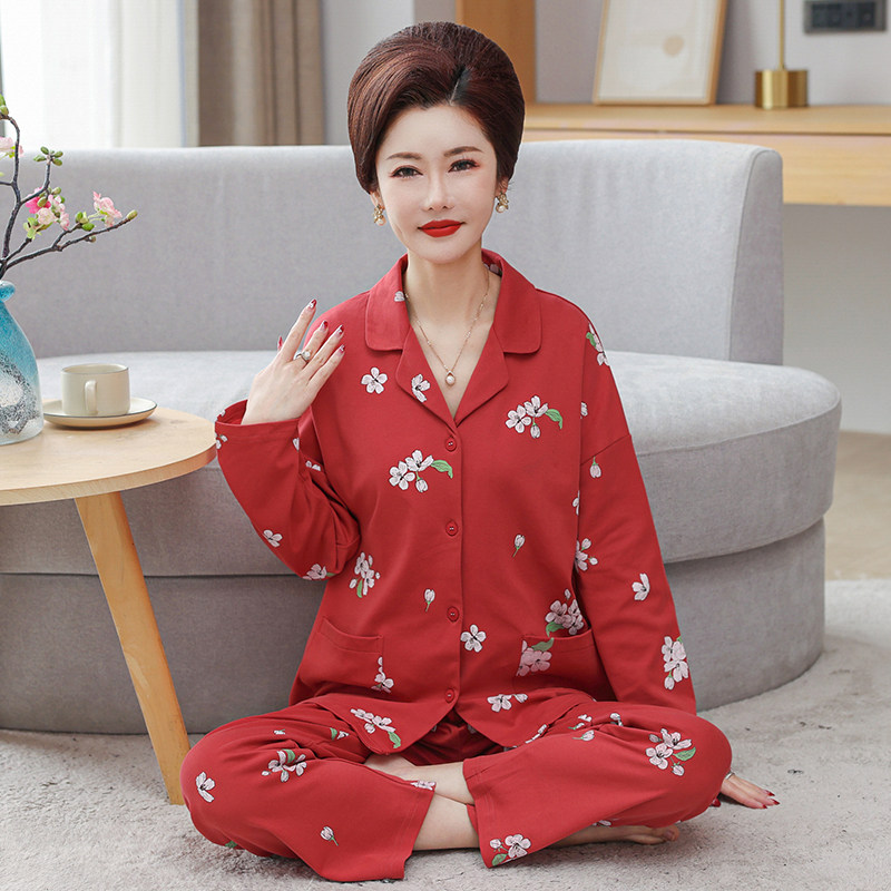 秋夏冬季女士睡衣长袖开衫家居服
