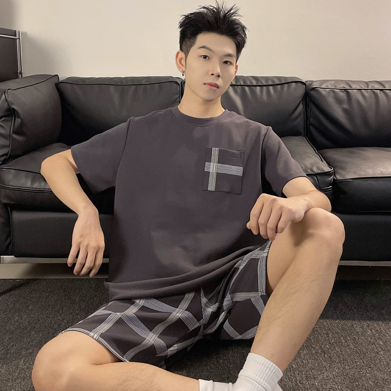 夏季薄款男士短袖短裤大码家居服