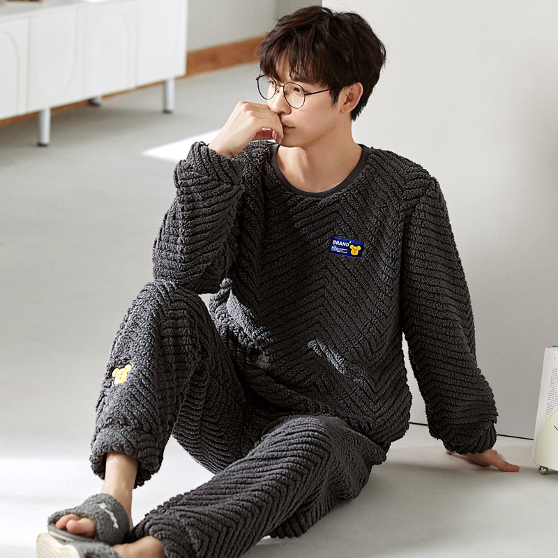 秋冬季男士法兰绒保暖睡衣套装珊瑚绒加绒加厚家居服春天可外穿,女士内衣/男士内衣/家居服,睡衣/家居服套装,淘宝优惠券,粉丝福利购,淘宝优惠卷