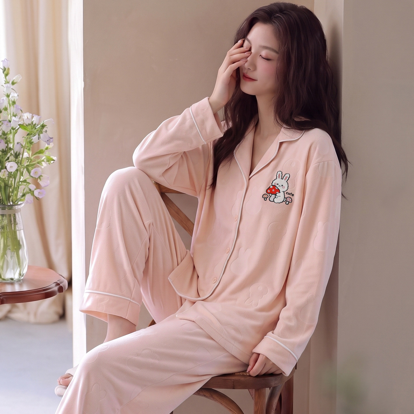 春秋冬季女款德绒加厚保暖家居服