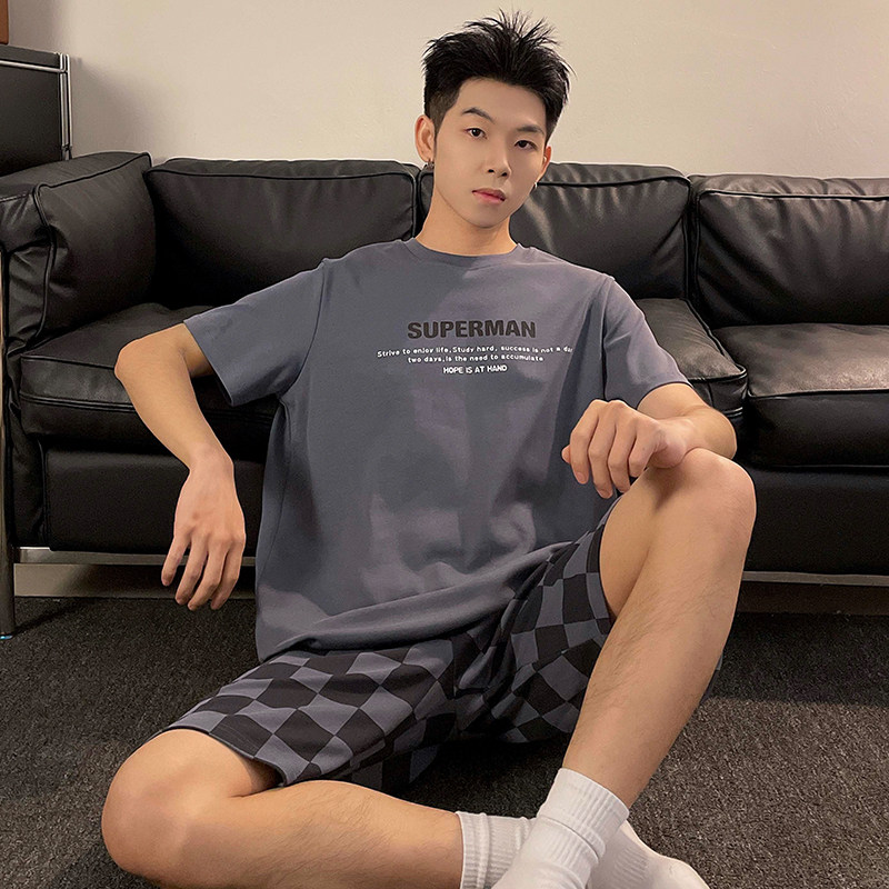 睡衣套装男士夏季短袖家居服大码