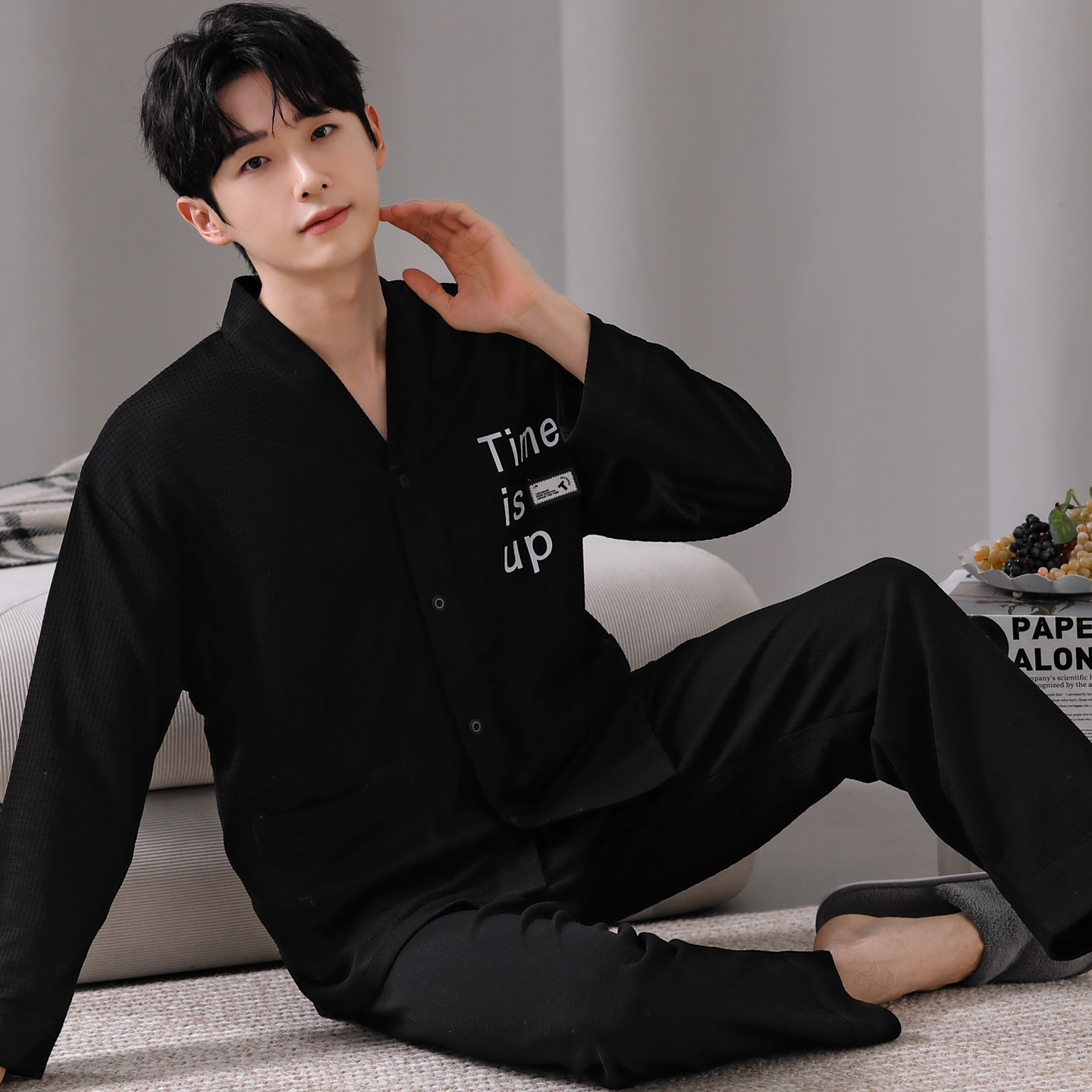 长袖特大码睡衣套装200斤和服男